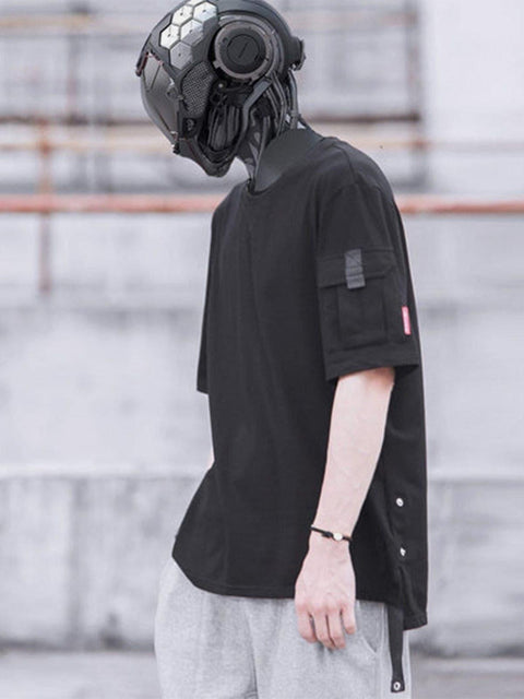 Cyberpunk Functional Pocket Cotton Tee - Anagoc