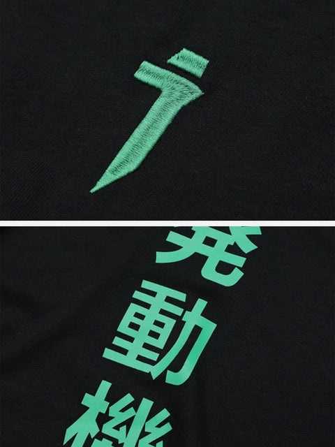 Cyberpunk Devil Embroidery Tee - Anagoc