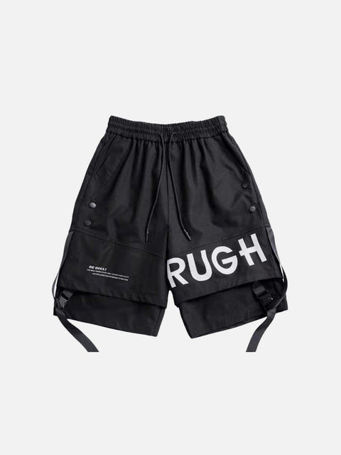 Drawstring Letter Shorts - Anagoc