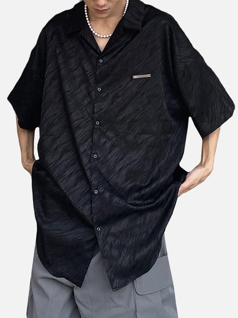 Textured Short Sleeve Shirt - Anagoc