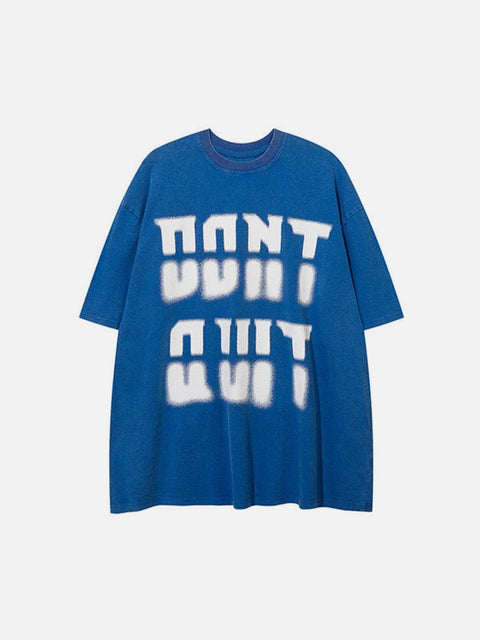 Blurred Letters Washed Graphic Tee - Anagoc