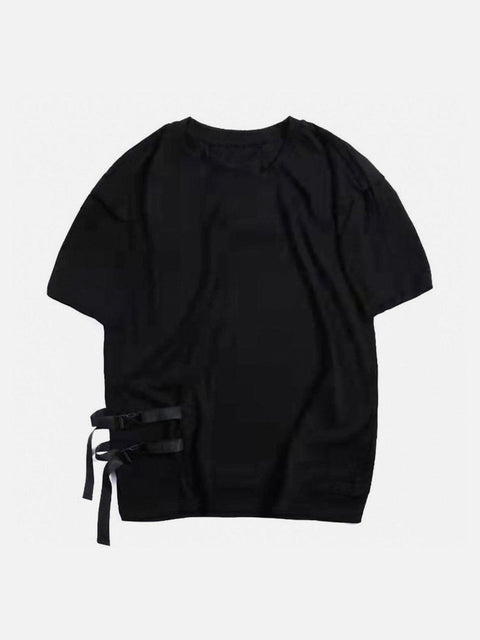 Splicing Single Side Buckle Tee - Anagoc