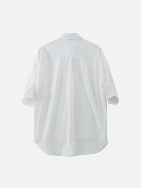 Dark Love Chain Decoration Oversized Shirt - Anagoc