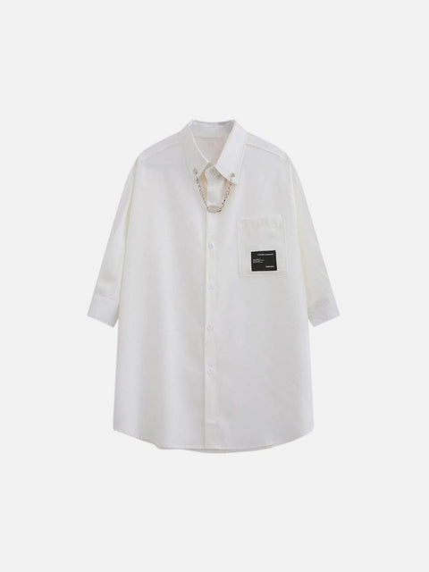 Neckline Chain Short Sleeve Shirt - Anagoc
