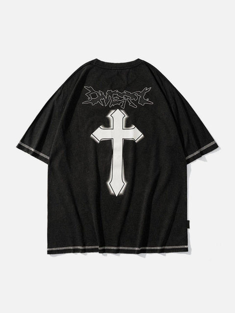 Cross Washed Graphic Tee - Anagoc