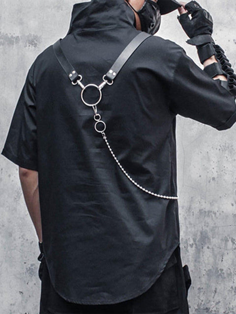 Dark Functional Chain Turtleneck Tee - Anagoc