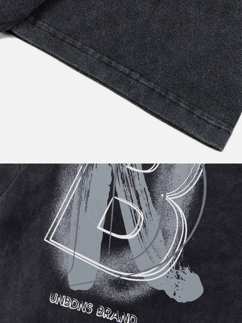 Spray Paint Washed Graphic Tee - Anagoc