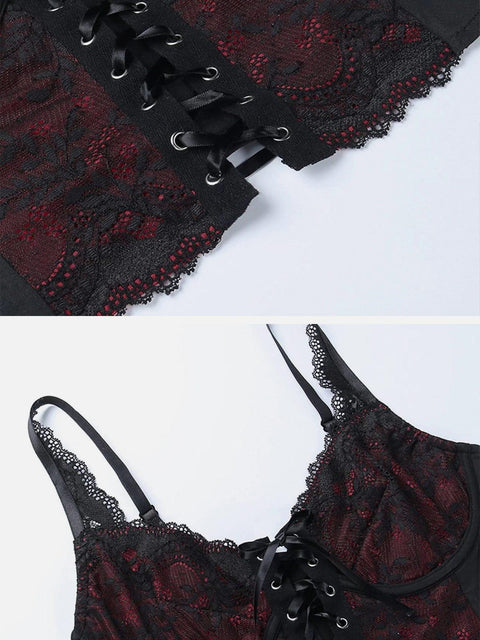 Dark Straps Lace Up Vest - Anagoc
