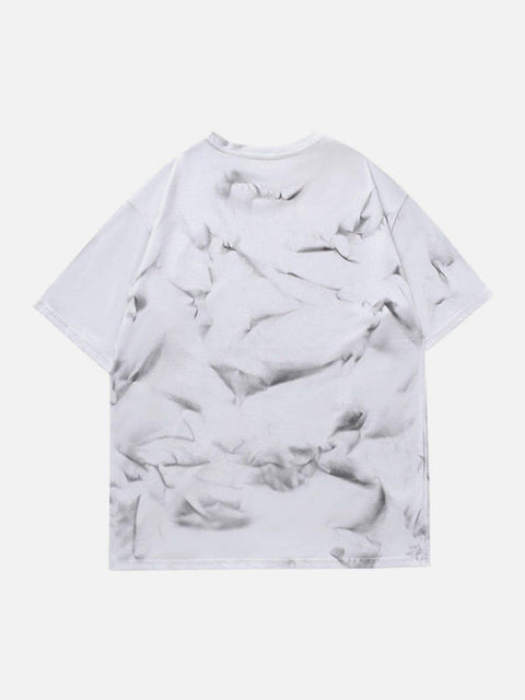 Tie Dye Spider Web Drill Chain Graphic Tee - Anagoc