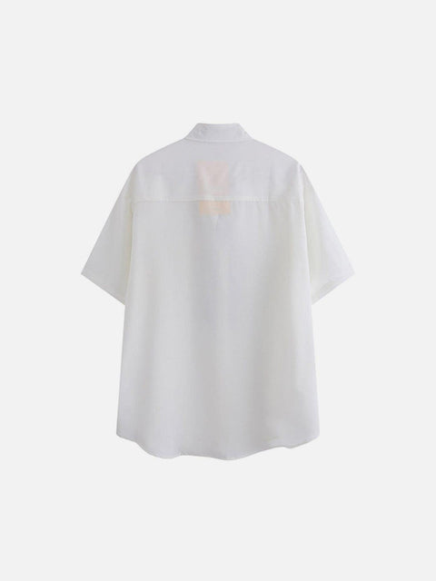 Falme Chain Tie Short Sleeve Shirt - Anagoc