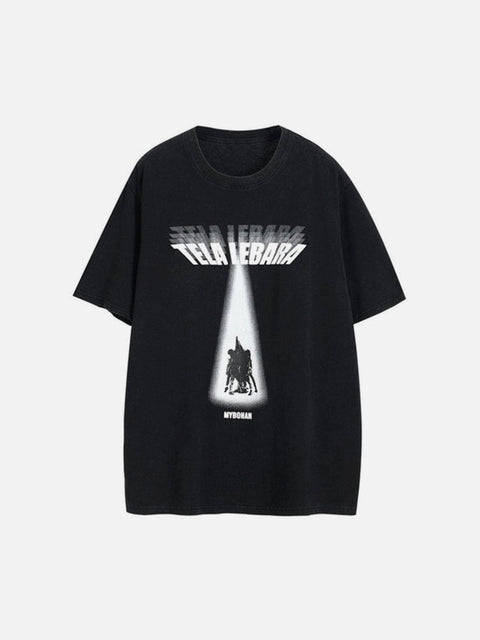 Dark Inverted Triangle Irradiation Cotton Graphic Tee - Anagoc