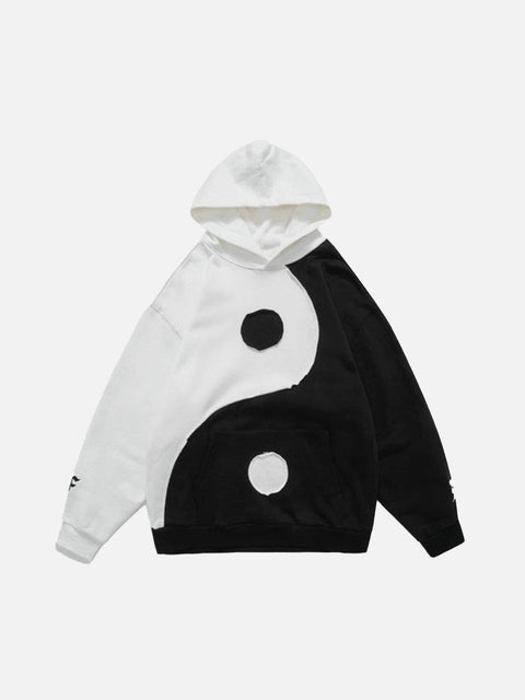 Yin Yang Gossip Patchwork Hoodie - Anagoc
