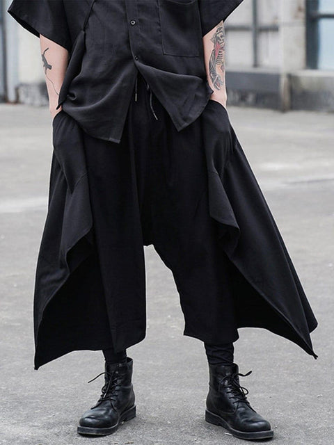 Dark Irregular Personality Oversized Culottes Pants - Anagoc