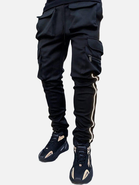 Function Reflective Strip Multi Pockets Pants - Anagoc