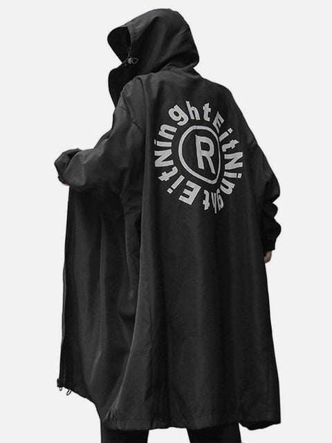 Dark Print Wizard Cloak Mid-length Oversized Jacket - Anagoc