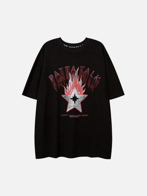 Burning Star Graphic Tee - Anagoc