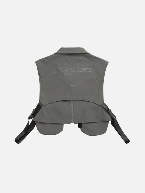 Function Metal Zipper Buckle Vest - Anagoc