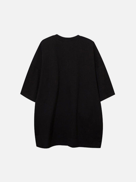 Contrasting Color Stitching Buckle Streamer Tee - Anagoc