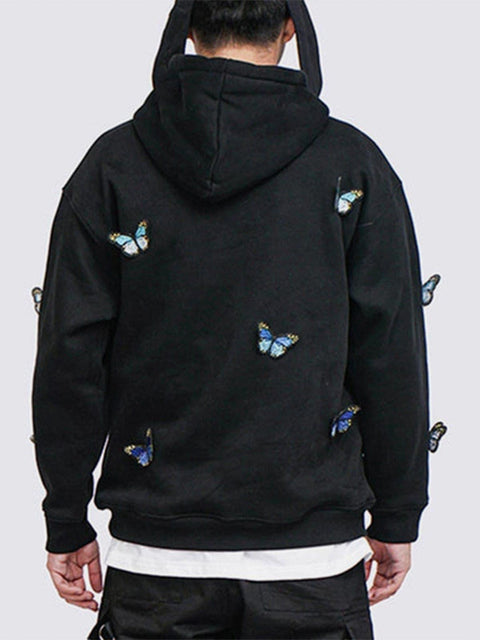 Gradient Butterfly Fleece Hoodie - Anagoc