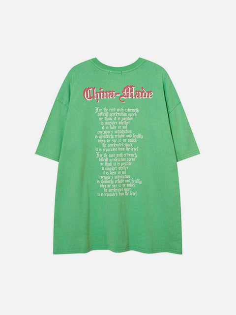 Washed Skeleton Torch Letters Graphic Tee - Anagoc