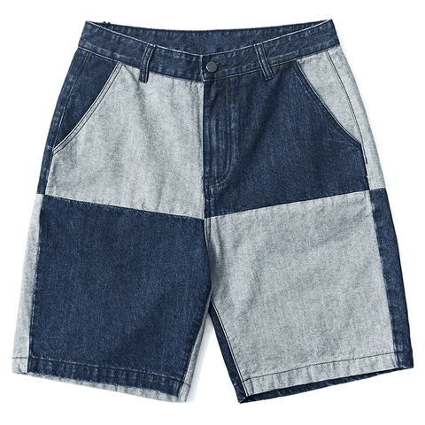 Paneled Contrast Denim Shorts - Anagoc