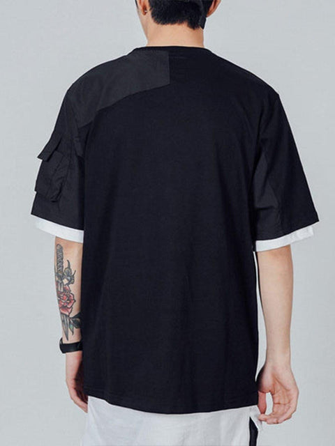 Functional Zipper Patchwork Tee - Anagoc