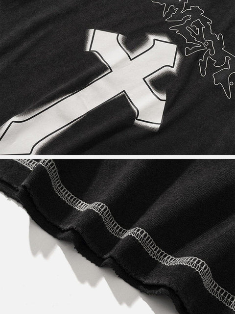 Cross Washed Graphic Tee - Anagoc
