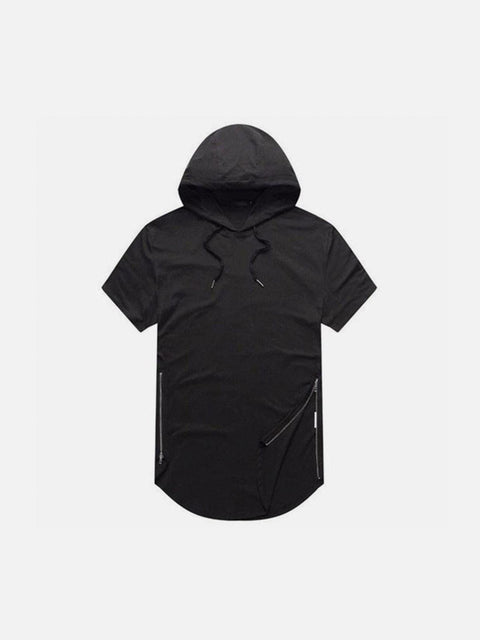 Function Side Zipper Hooded Tee - Anagoc