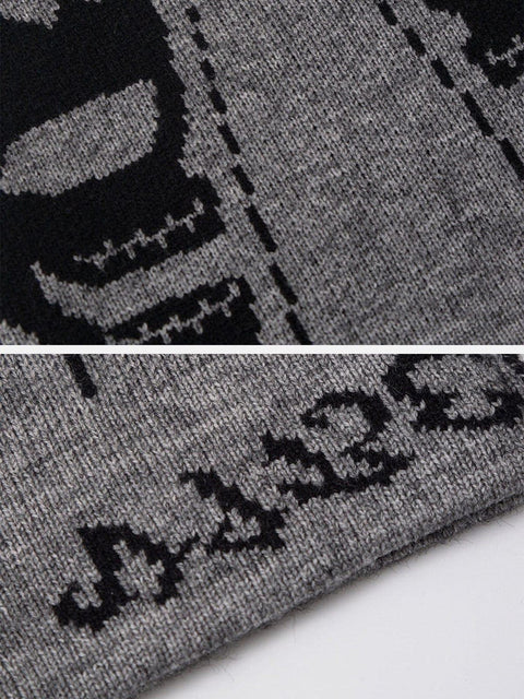 Dark Demon Head Print Wool Cap - Anagoc