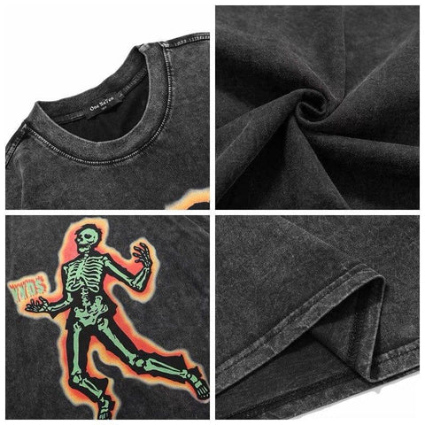 Electric Shock Skeleton Graphic Tee - Anagoc