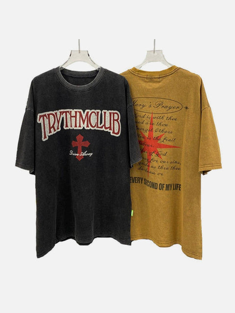 Letter Graphic Oversized Tee - Anagoc
