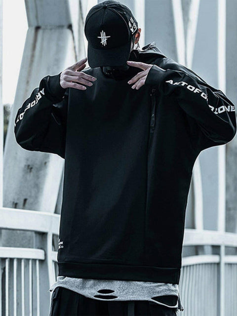 Function Side Zipper Turtleneck Hoodies - Anagoc