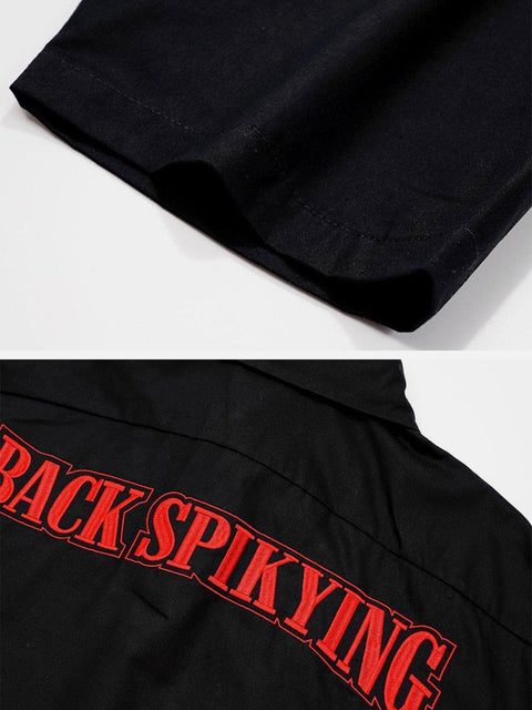 Dark Letters Embroidery Shirt - Anagoc