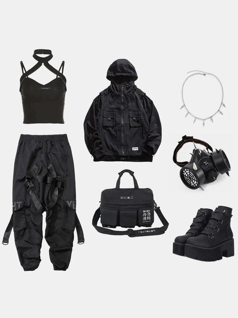 Zipper Neck Strap Vest - Anagoc