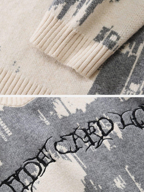 Tie Dye Embroidery Knitted Sweater - Anagoc