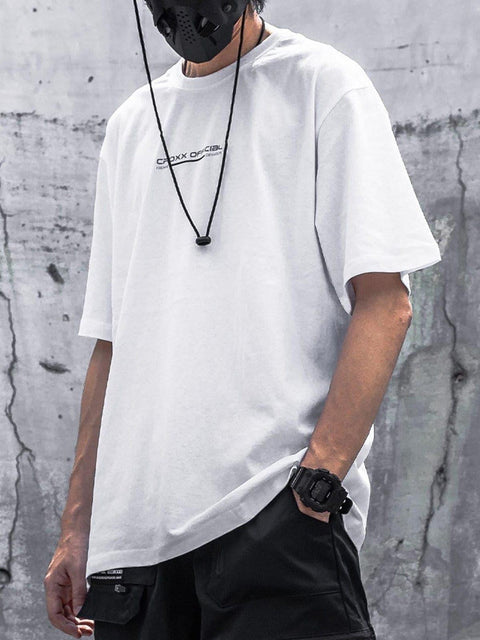 Functional Reflective Strip Print Cotton Tee - Anagoc