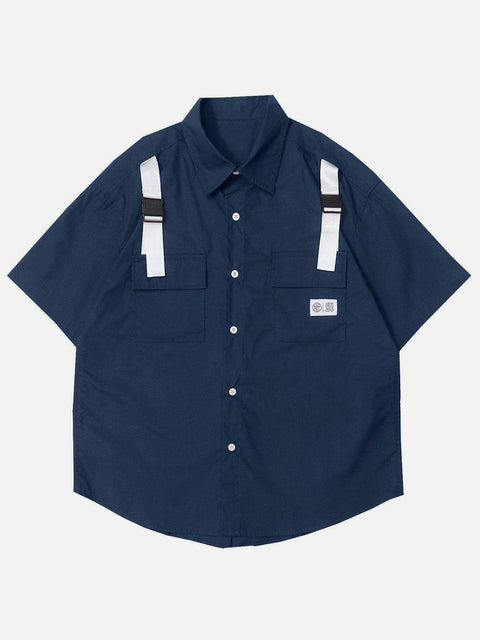 Multi Pockets Strap Shirt - Anagoc