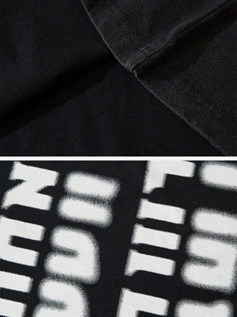 Blurred Letters Washed Graphic Tee - Anagoc