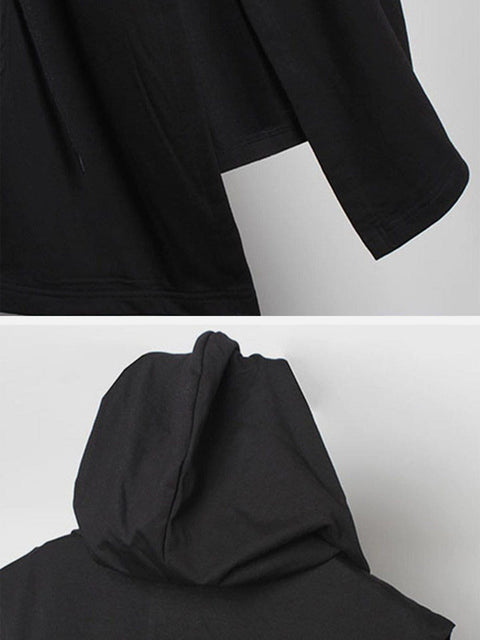 Solid Color Hooded Drawstring Waist Vest - Anagoc