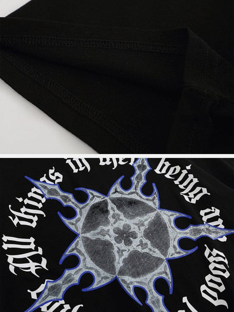 Dark Style Star Graphic Tee - Anagoc