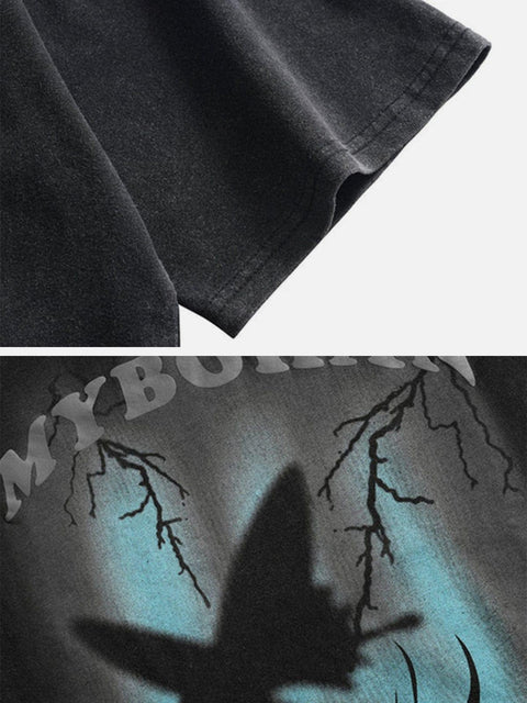 Flame Lightning Butterfly Cotton Tee - Anagoc