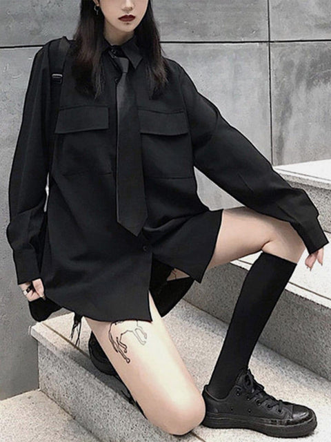 Techwear Dark Tie Shirt - Anagoc