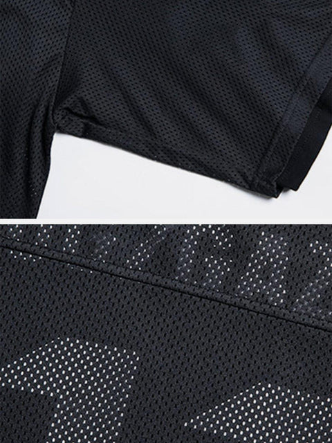 Fake Two Net Patchwork Tee - Anagoc