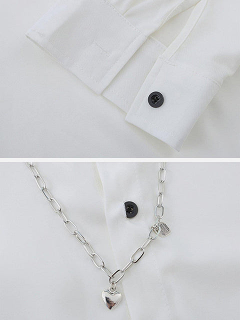 Dark Love Chain Decoration Oversized Shirt - Anagoc