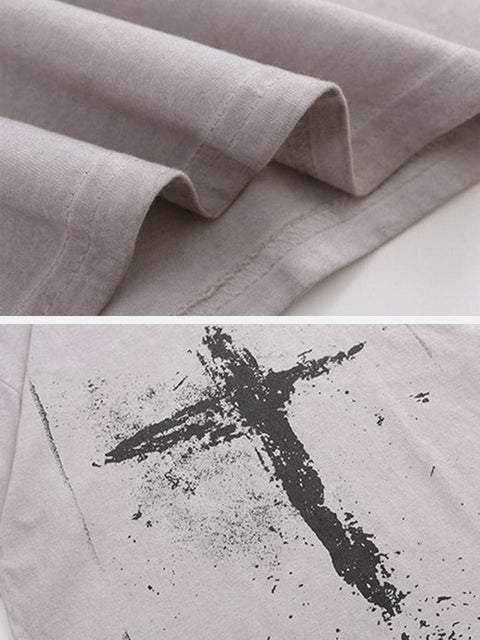 Cross Washed Cotton Graphic Tee - Anagoc