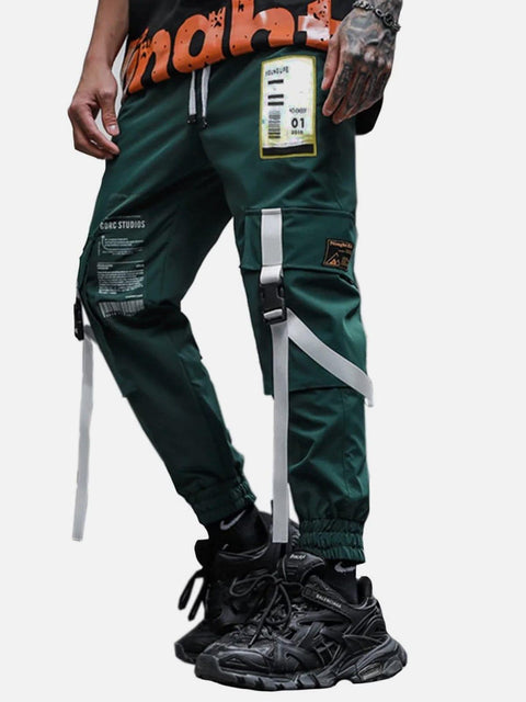 Label Barcode Print Cargo Pants - Anagoc