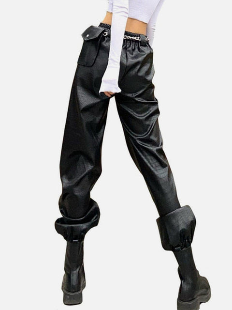 Scale Texture PU Pants - Anagoc