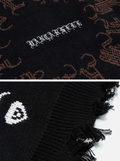 Fantasy Demon Print Oversized Sweater - Anagoc