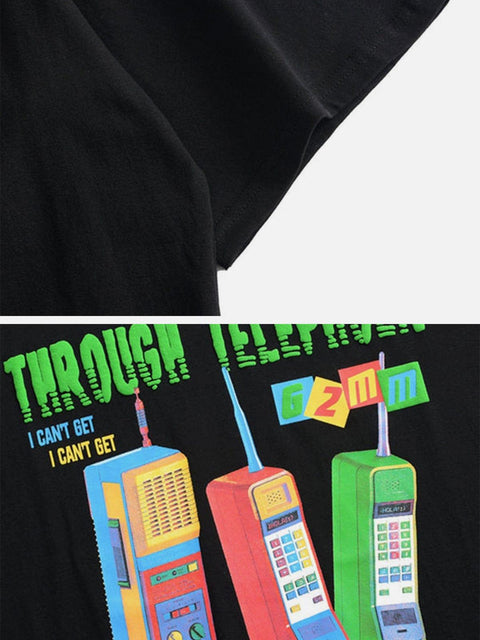 Old Phone Cotton Graphic Tee - Anagoc