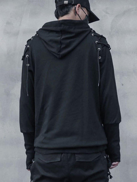 Dark Patchwork Bandage Hoodie - Anagoc